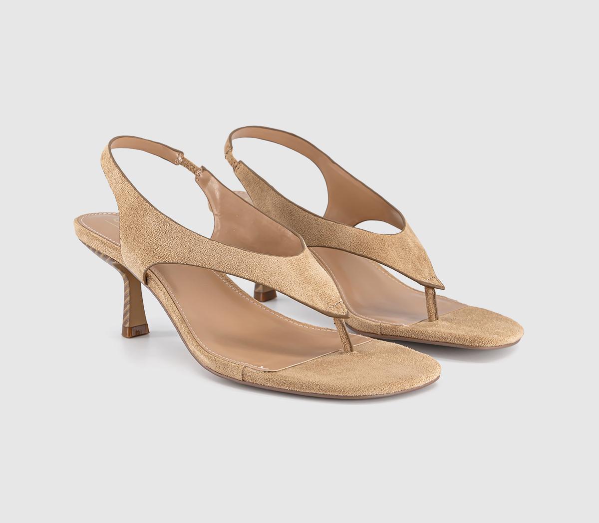 OFFICEMimi Toe Post Slingback HeelsTaupe Faux Suede