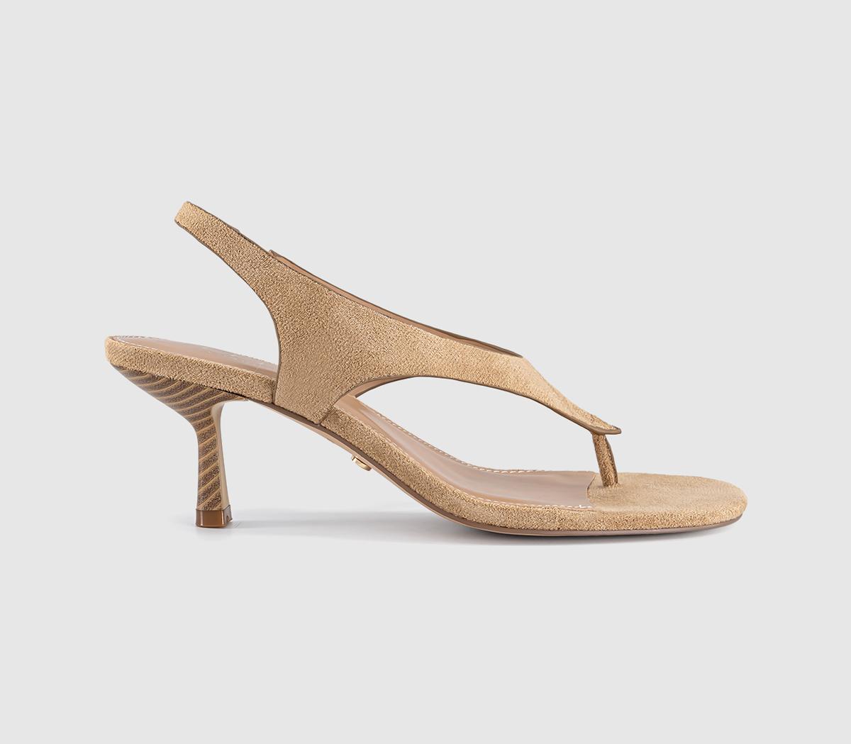 OFFICEMimi Toe Post Slingback HeelsTaupe Faux Suede