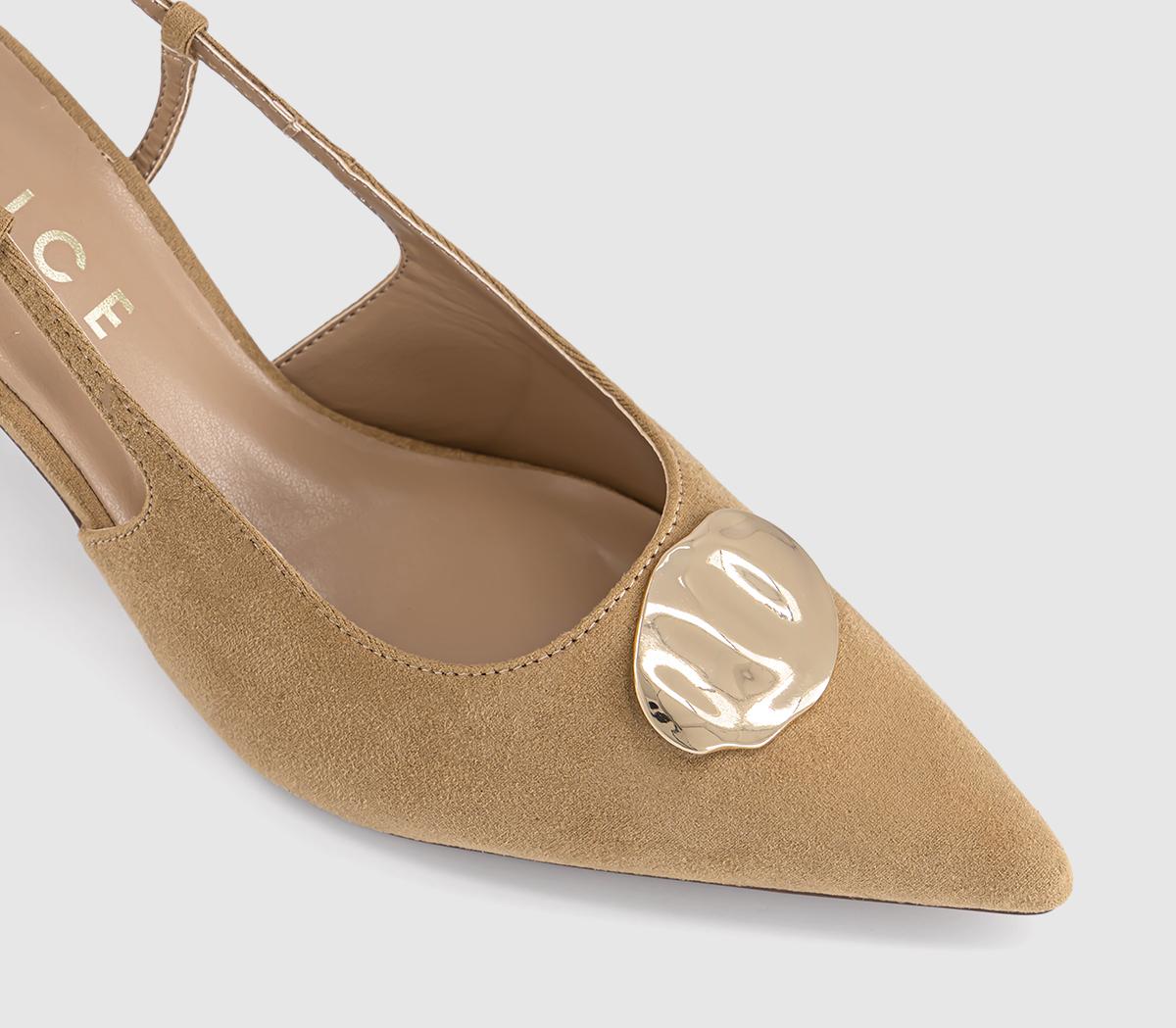 OFFICEHazel Trim Detail Slingback Court HeelsTaupe Faux Suede