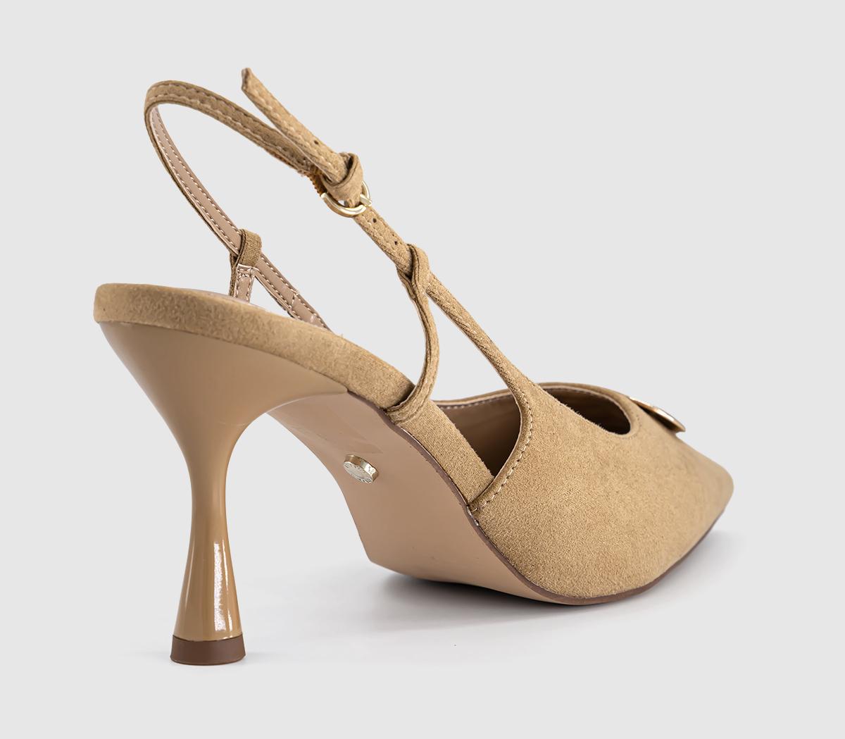 OFFICEHazel Trim Detail Slingback Court HeelsTaupe Faux Suede