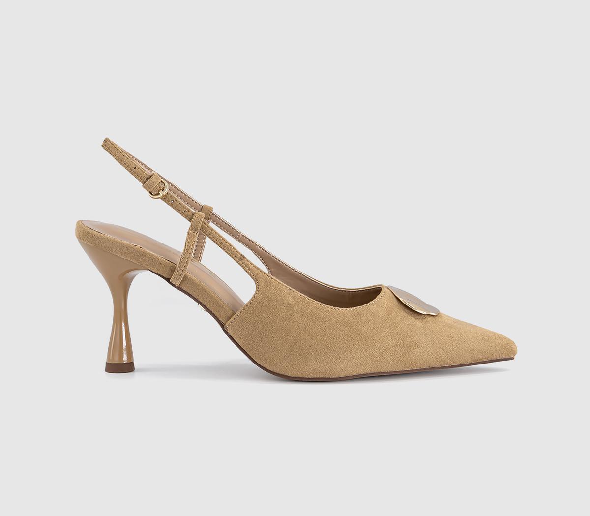 OFFICEHazel Trim Detail Slingback Court HeelsTaupe Faux Suede