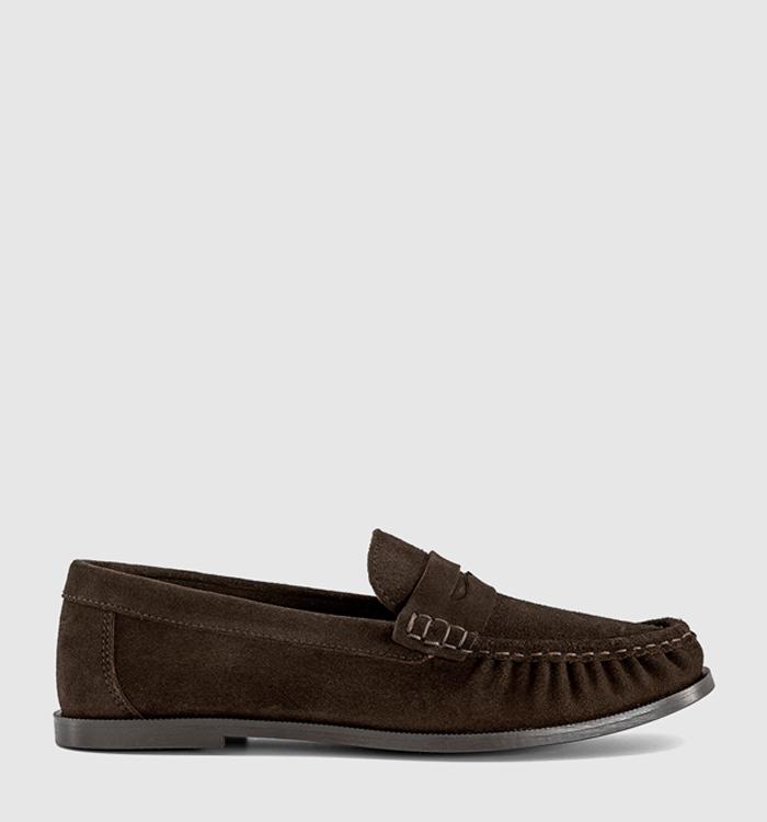 OFFICE Fury Ruched Loafers Brown Suede