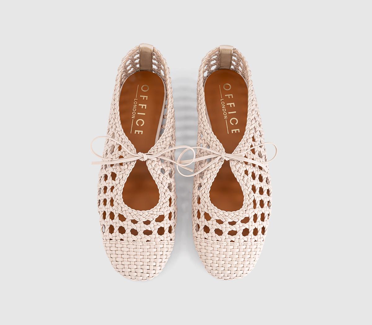 OFFICEFiore Woven Tie Up Ballerina FlatsCream