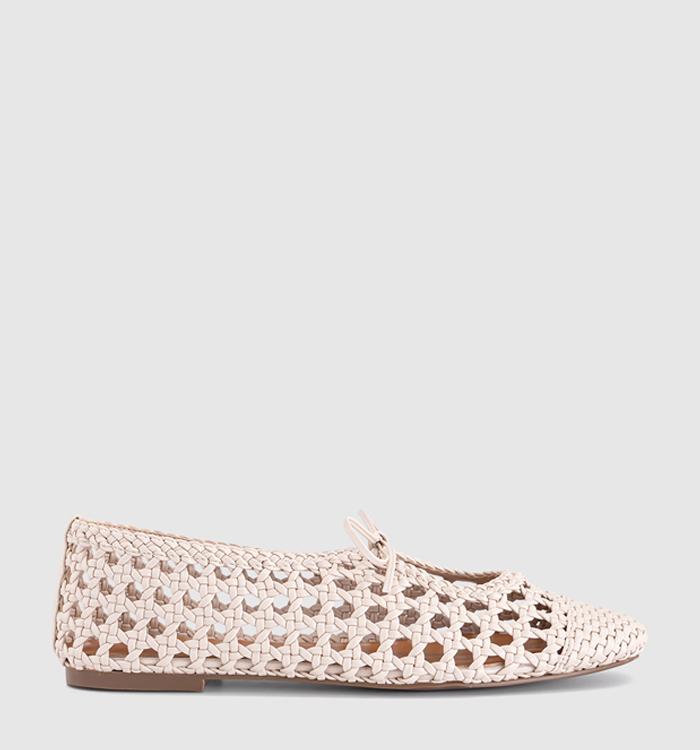 OFFICE Fiore Woven Tie Up Ballerina Flats Cream