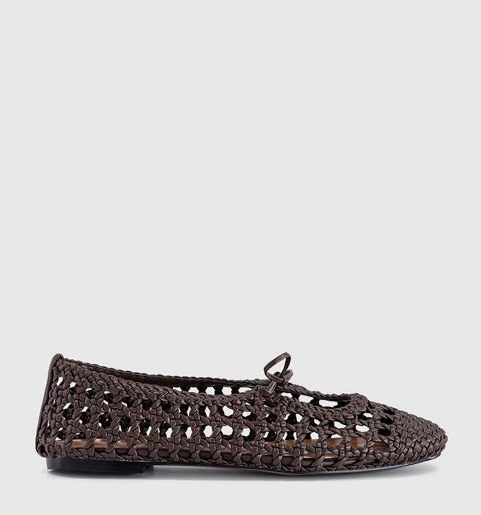 OFFICE Fiore Woven Tie Up Ballerina Flats Brown