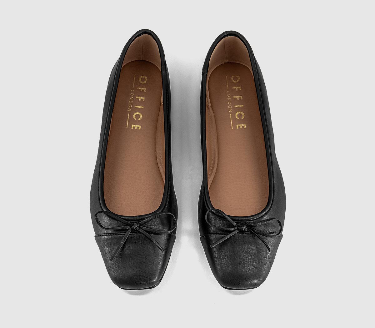 OFFICEFan Girl Square Toe Bow Ballet PumpsBlack