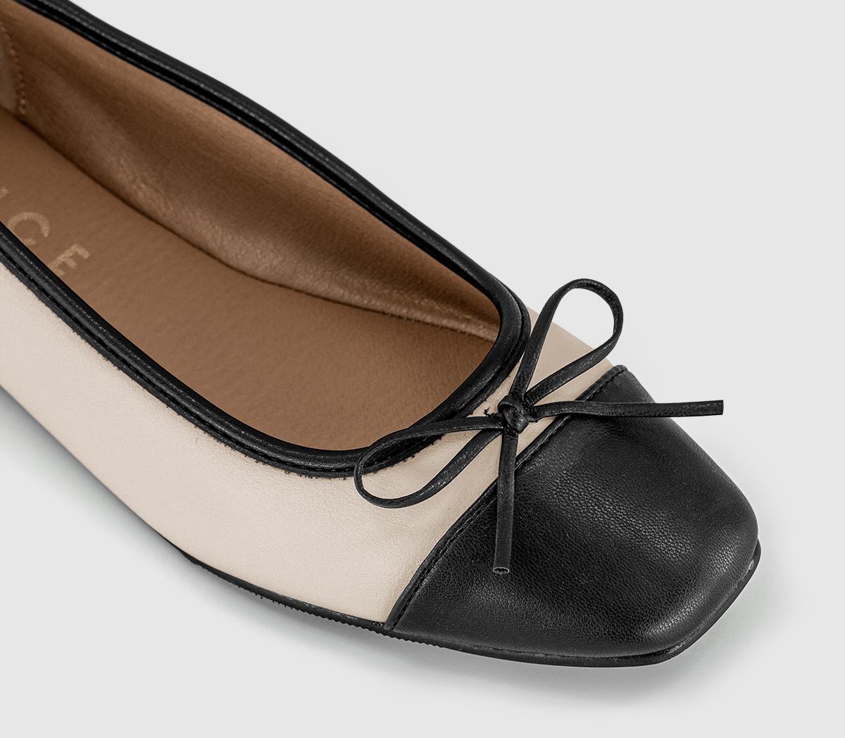 OFFICEFan Girl Square Toe Bow Ballet PumpsOff Whiteblack