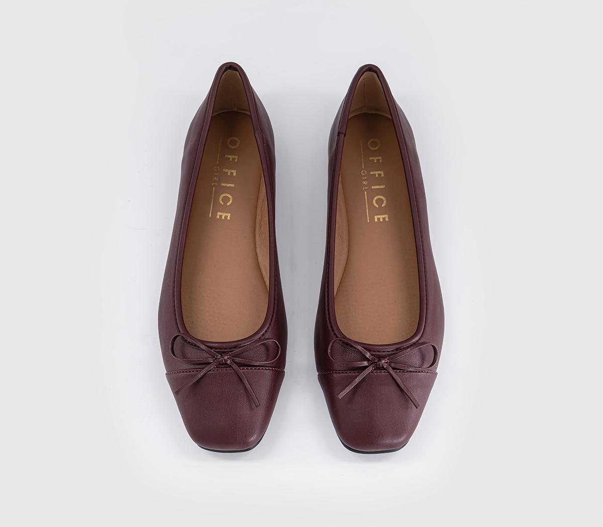 OFFICEFan Girl Square Toe Bow Ballet PumpsBurgundy