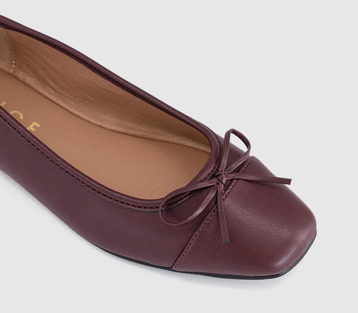 OFFICEFan Girl Square Toe Bow Ballet PumpsBurgundy