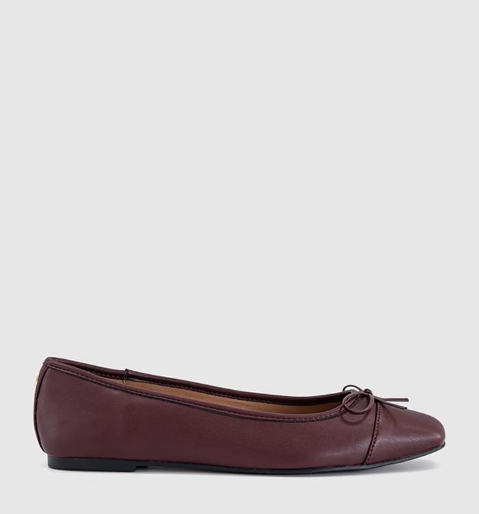 OFFICE Fan Girl Square Toe Bow Ballet Pumps Burgundy