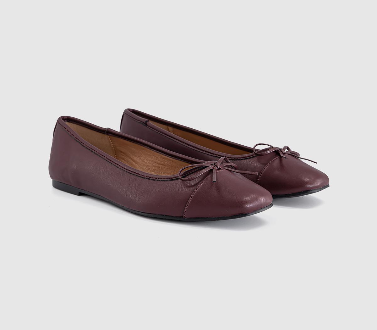 OFFICEFan Girl Square Toe Bow Ballet PumpsBurgundy