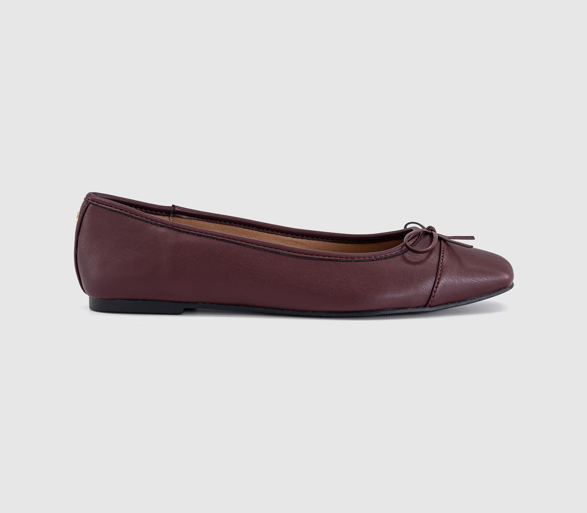 OFFICEFan Girl Square Toe Bow Ballet PumpsBurgundy