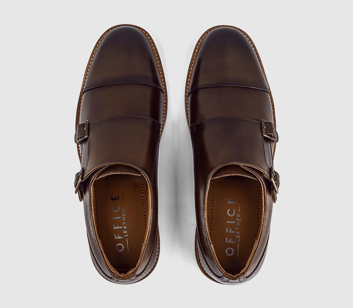 OFFICEMarwood Stitched Detail Double Monk ShoesBrown Leather