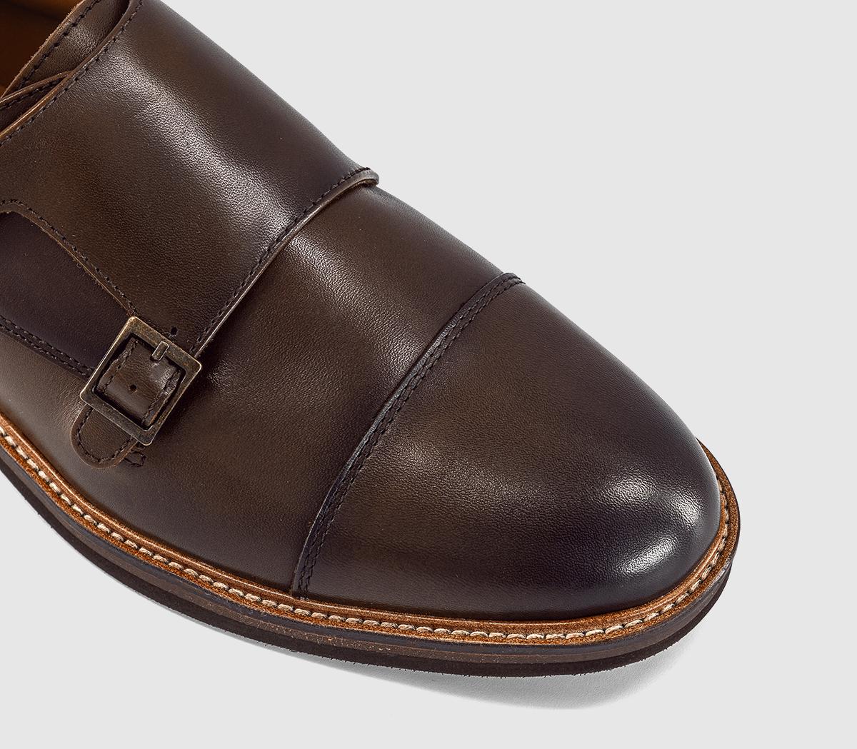 OFFICEMarwood Stitched Detail Double Monk ShoesBrown Leather