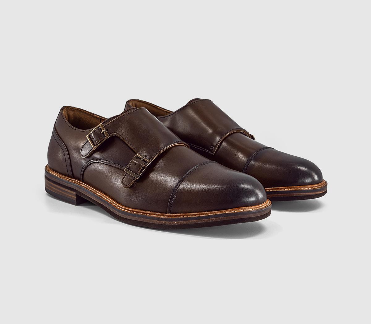 OFFICEMarwood Stitched Detail Double Monk ShoesBrown Leather