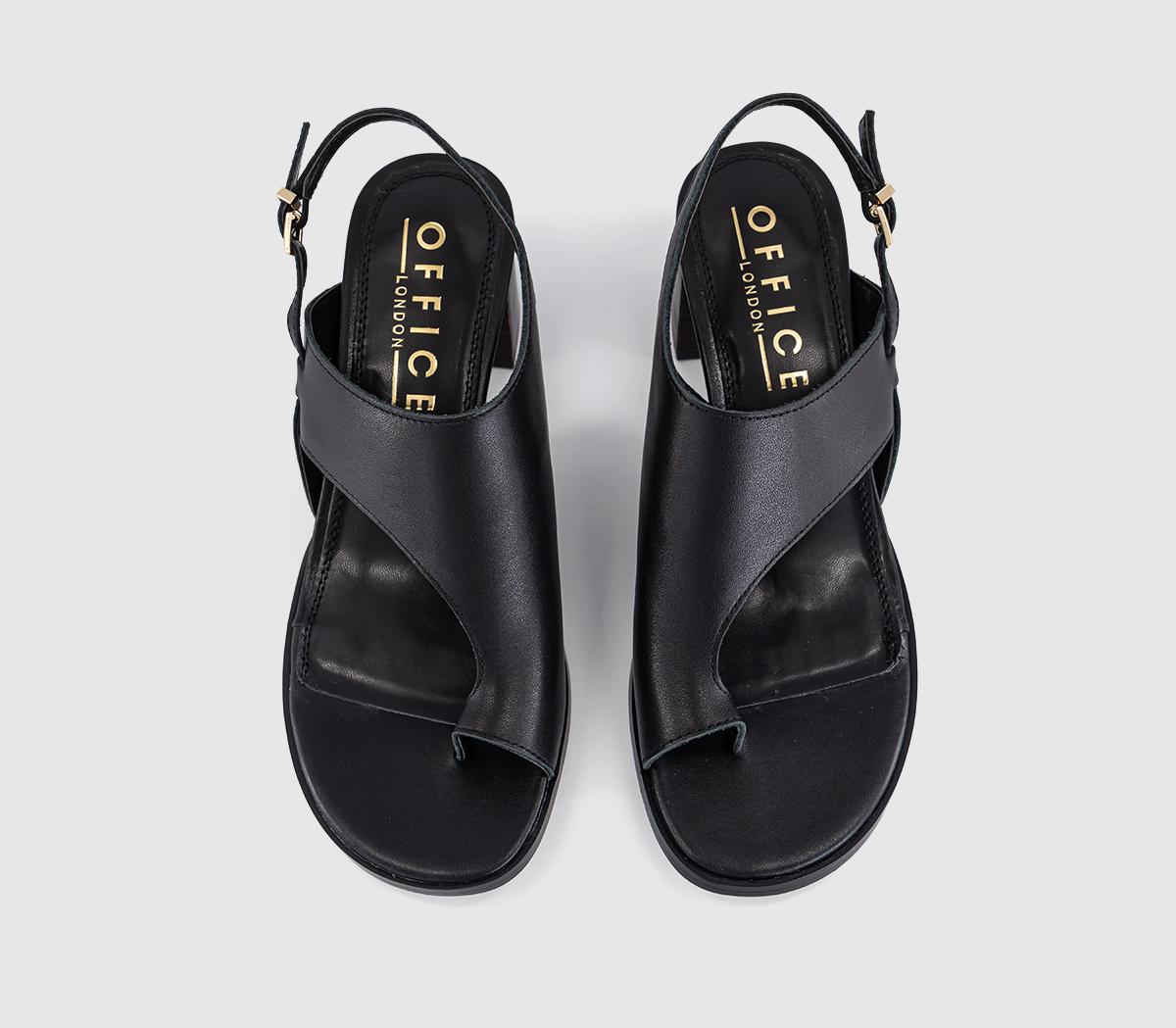 OFFICEMontreal Toe Post Stacked Heel SandalsBlack Leather