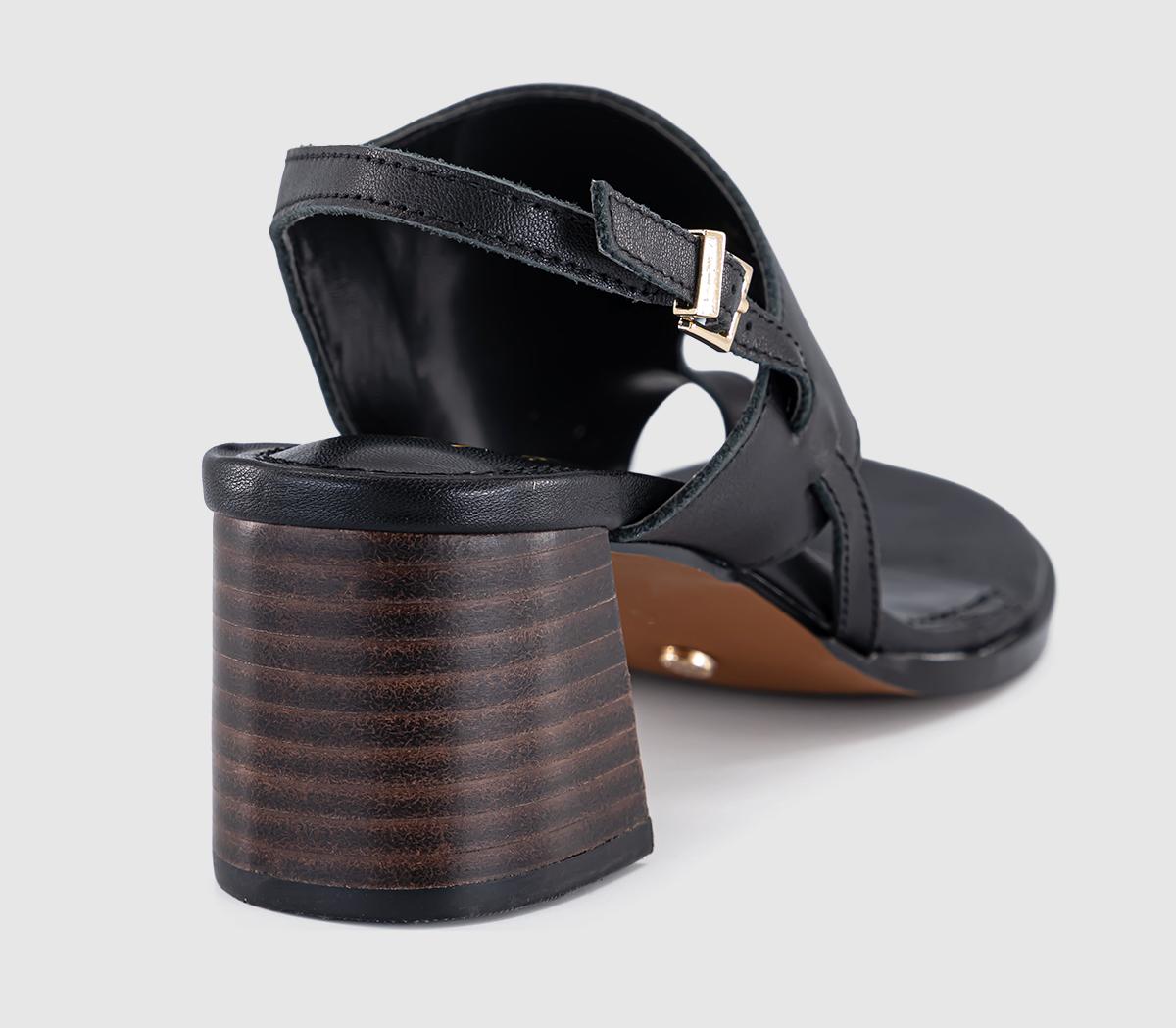 OFFICEMontreal Toe Post Stacked Heel SandalsBlack Leather