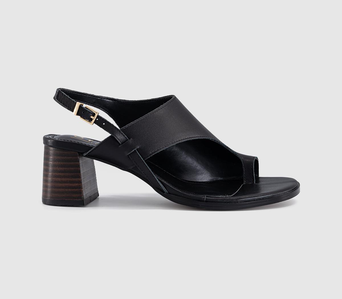 OFFICEMontreal Toe Post Stacked Heel SandalsBlack Leather