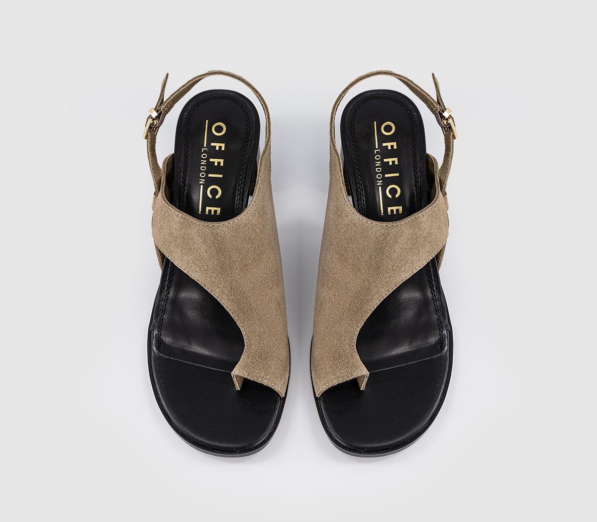OFFICEMontreal Toe Post Stacked Heel SandalsTaupe Suede