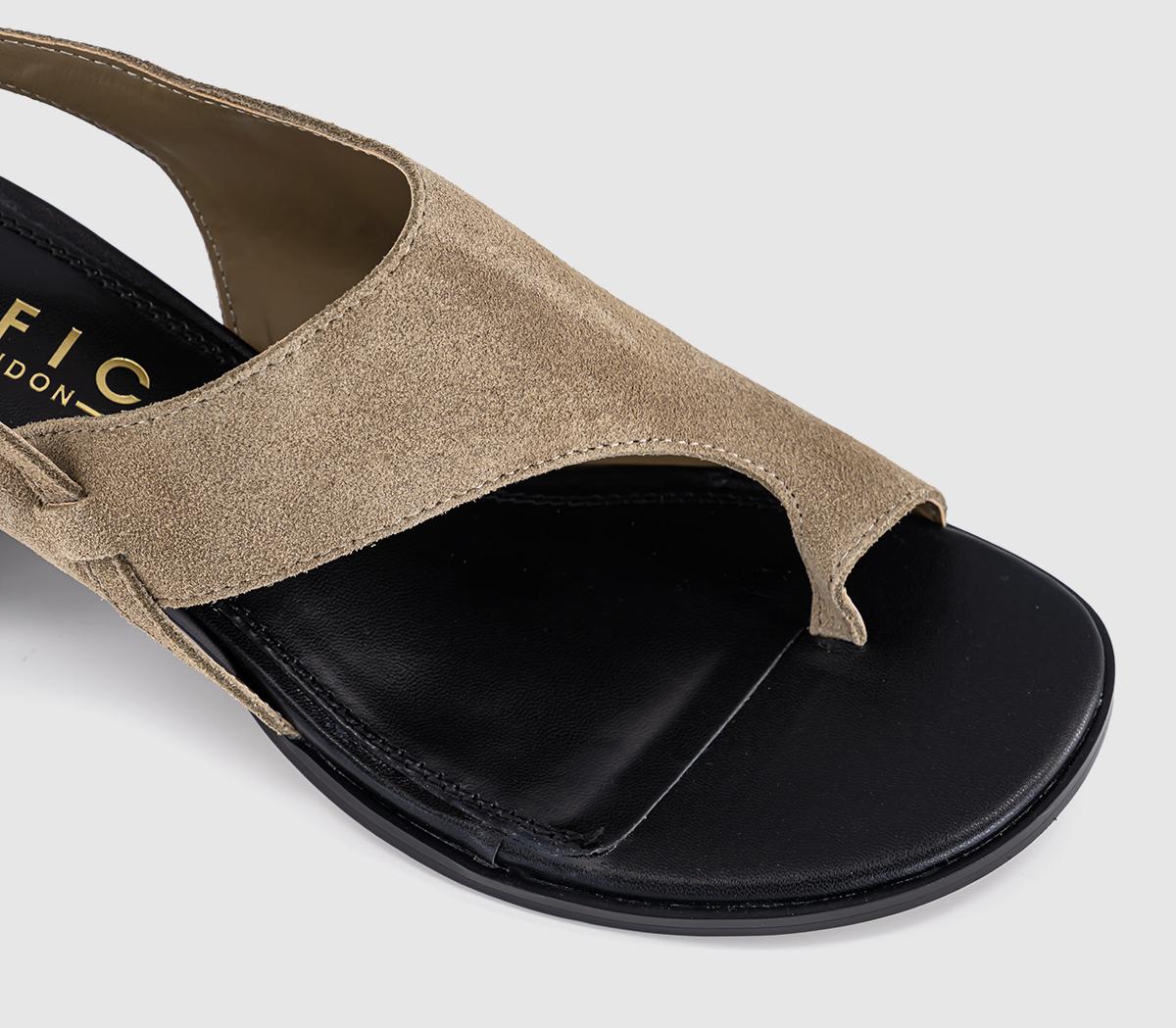 OFFICEMontreal Toe Post Stacked Heel SandalsTaupe Suede