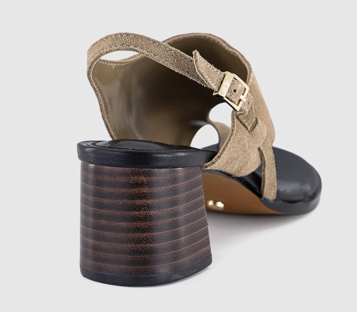 OFFICEMontreal Toe Post Stacked Heel SandalsTaupe Suede