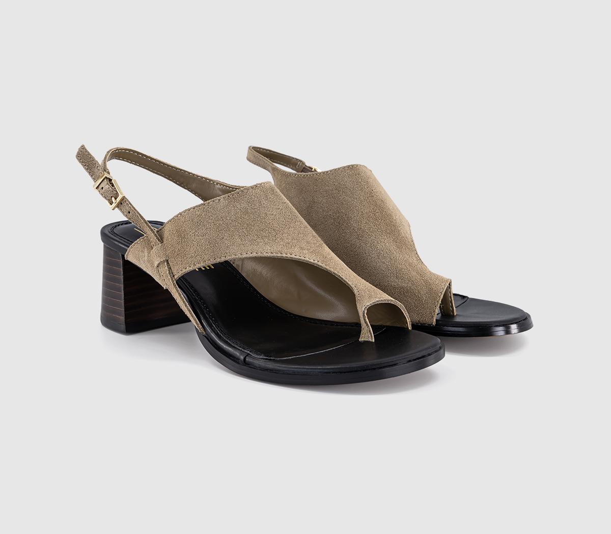 OFFICEMontreal Toe Post Stacked Heel SandalsTaupe Suede