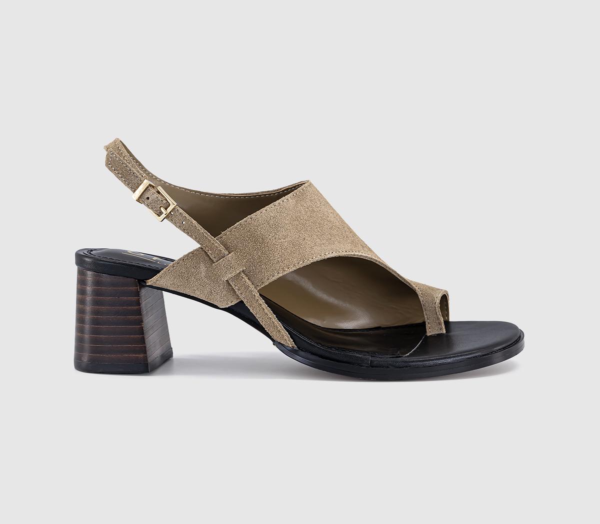OFFICEMontreal Toe Post Stacked Heel SandalsTaupe Suede