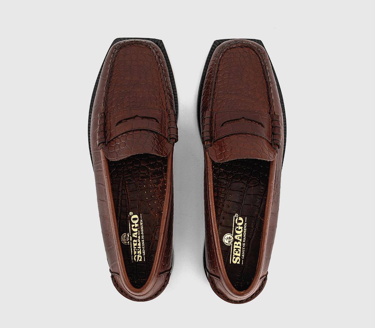 SebagoMadison LoafersBrown Croc Emboss