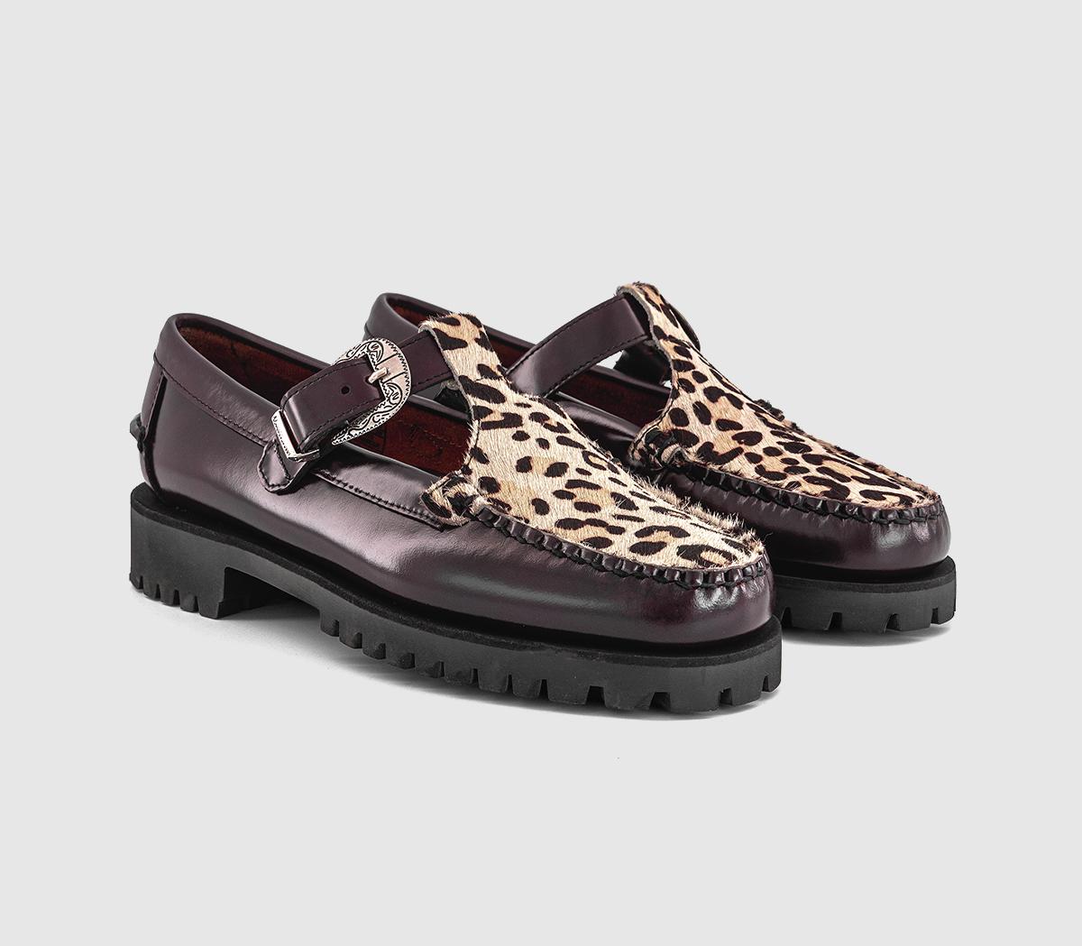 SebagoAurora T Bar ShoesBurgundy Leopard