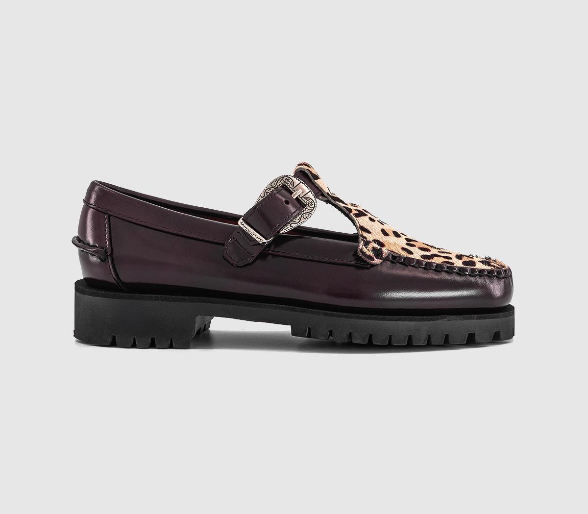SebagoAurora T Bar ShoesBurgundy Leopard