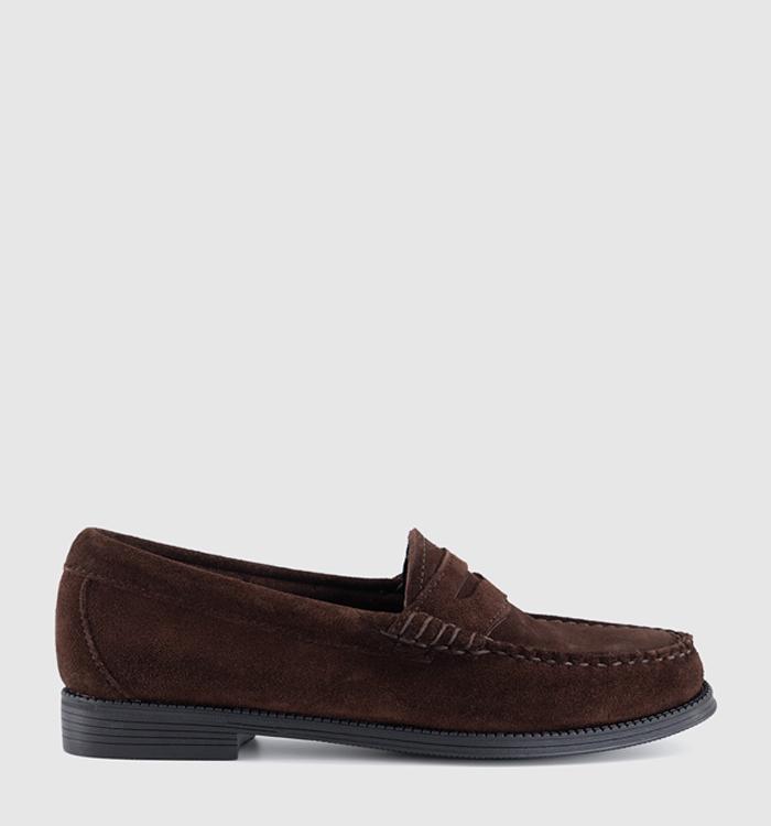 G.H Bass & Co Weejun Penny Suede Loafers Chocolate Suede
