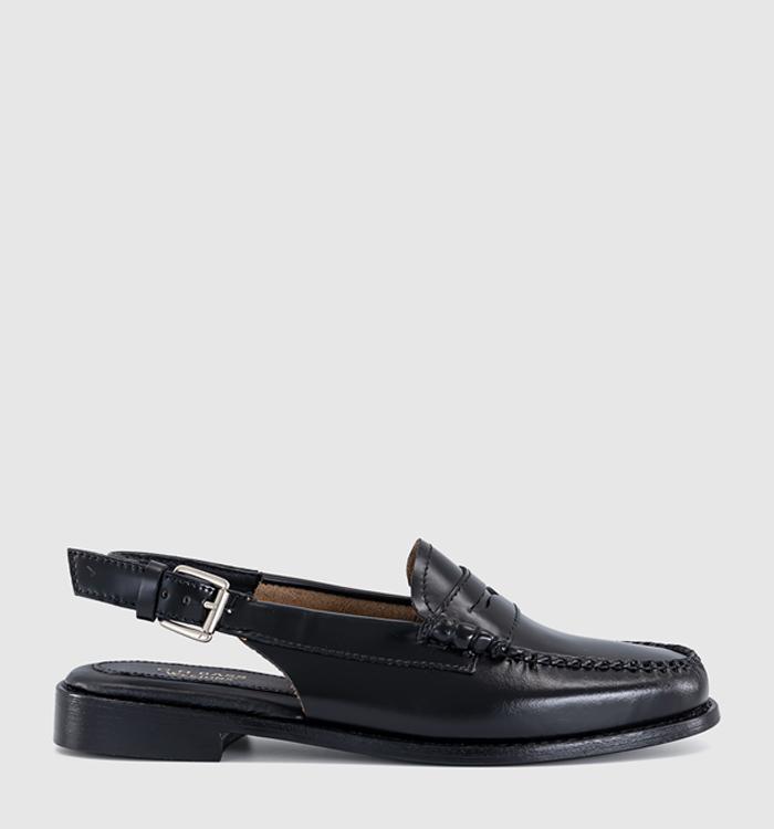 G.H Bass & Co Weejun Penny Slingback Loafers Black Leather