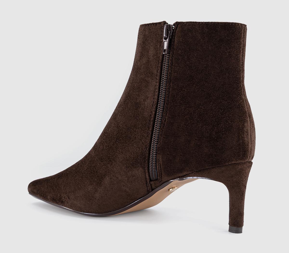 OFFICEAurelia kitten Heel Ankle BootsBrown Faux Suede