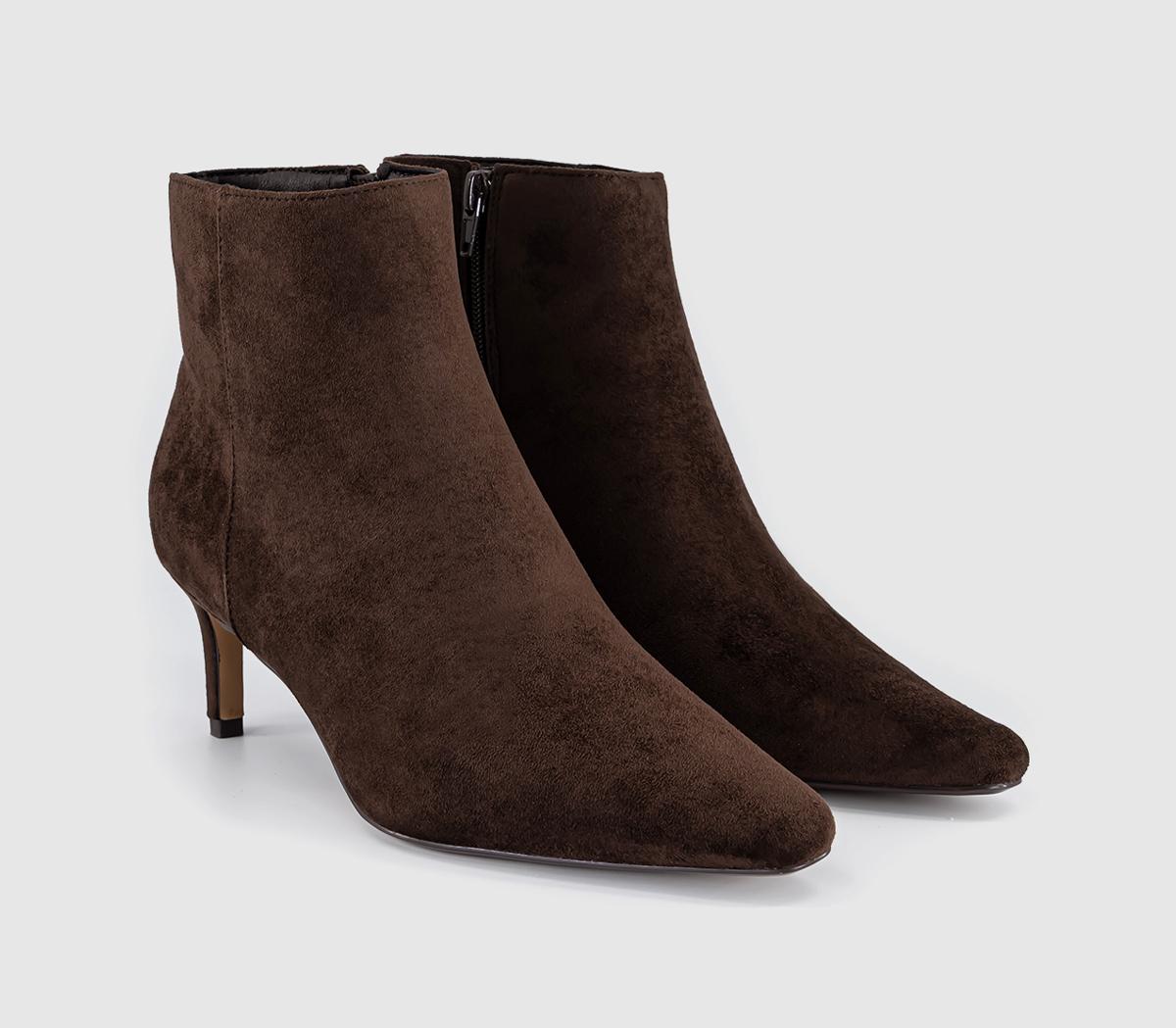 OFFICEAurelia kitten Heel Ankle BootsBrown Faux Suede