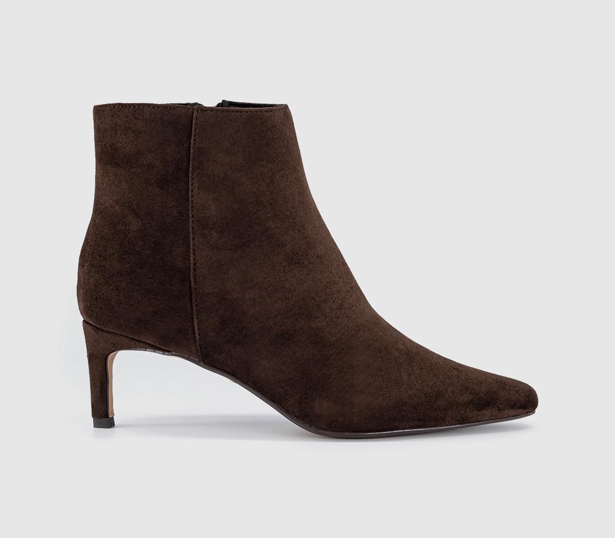 OFFICEAurelia kitten Heel Ankle BootsBrown Faux Suede