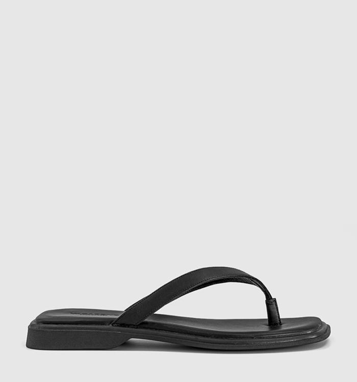 Vagabond Shoemakers Izzy Toe Thong Sandals Black Leather