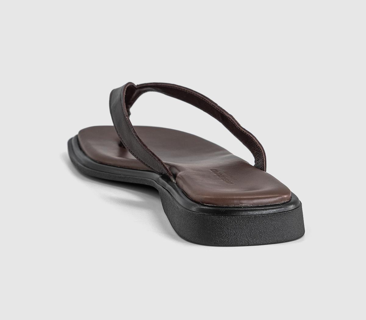 Vagabond Shoemakers Izzy Toe Thong Sandals Chocolate Leather