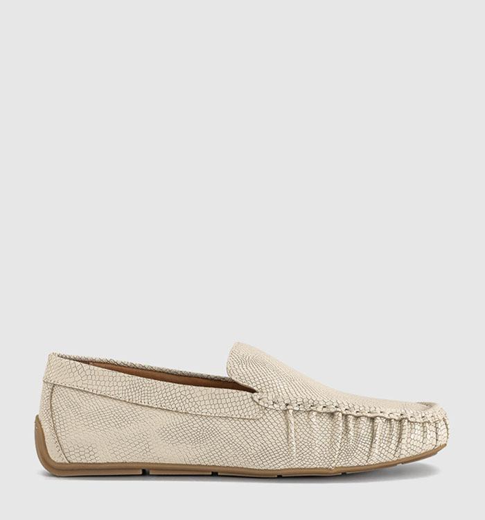 Vagabond Shoemakers Mika Driver Loafers Cream Embossed