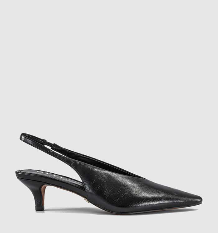 OFFICE Monique High Vamp Slingback Kitten Heels Court Black