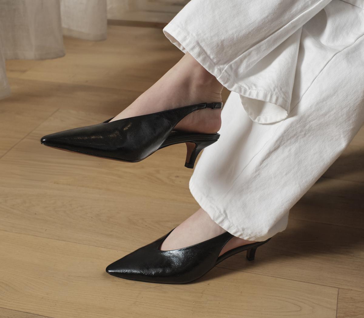 OFFICEMonique High Vamp Slingback Kitten Heels CourtBlack
