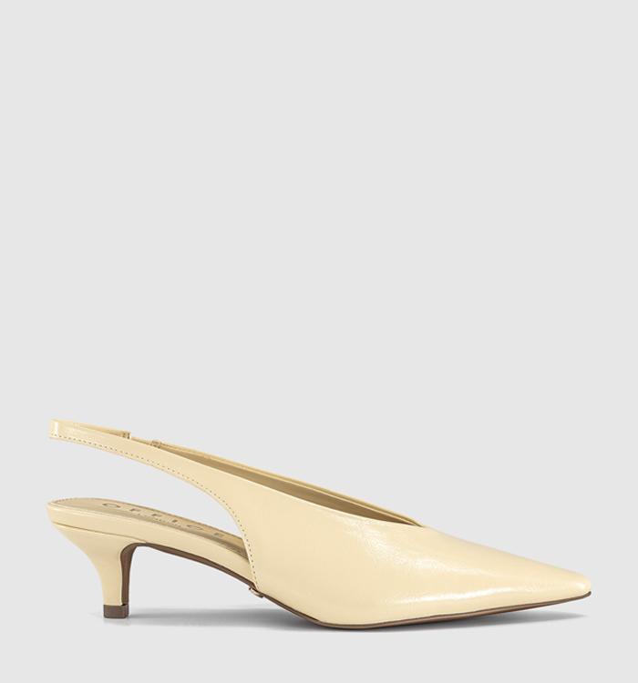 OFFICE Monique High Vamp Slingback Kitten Heels Court Butter Yellow