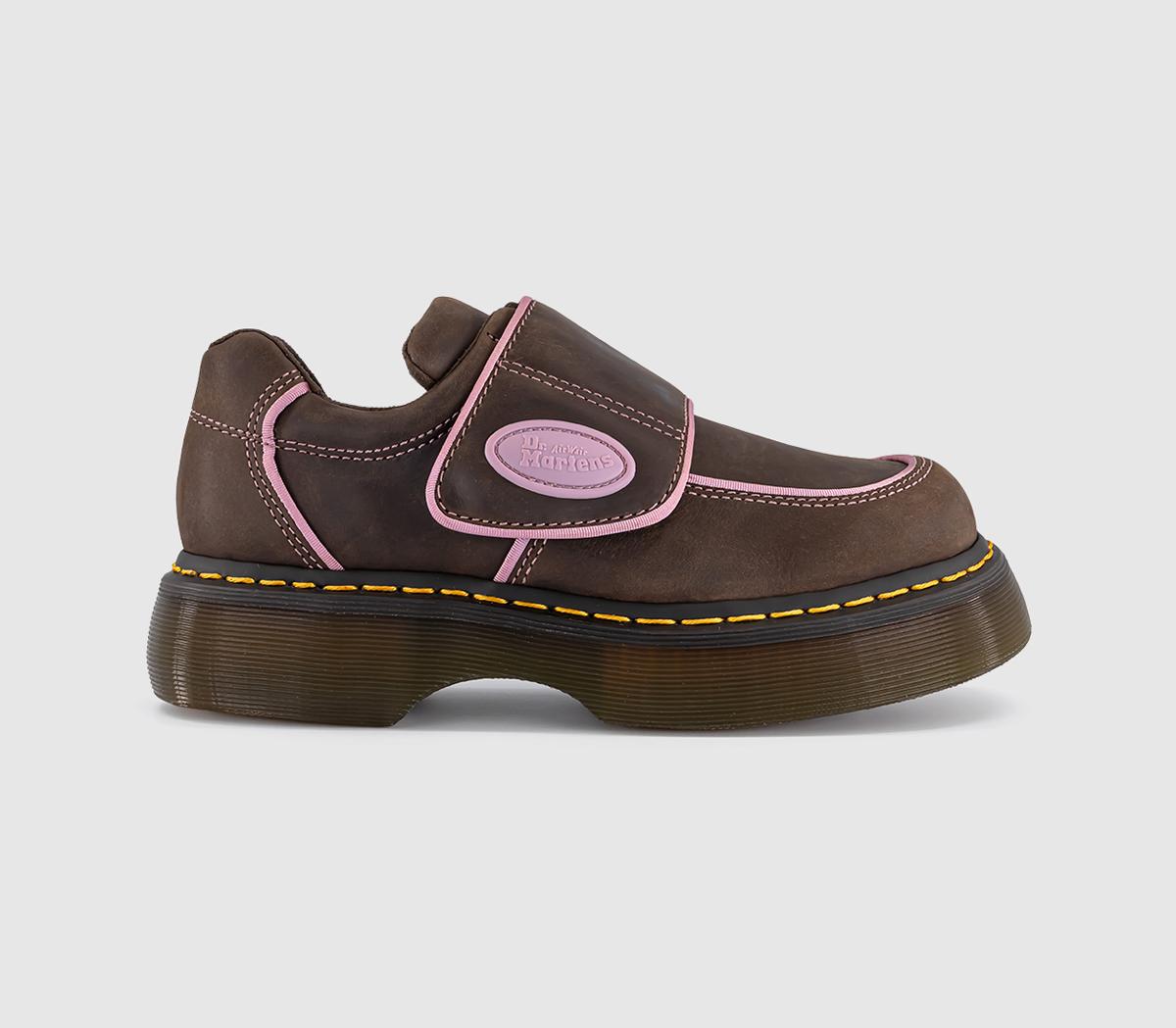 Dr. Martens Buzz Strap Shoes Dark Wyoming Brown in Women's Size 6, Office Shoes