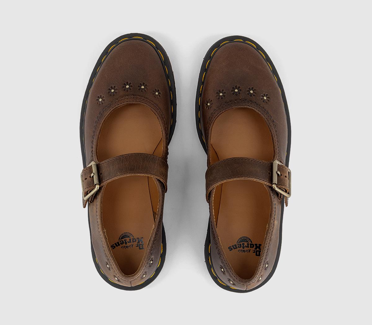 Dr. MartensFloral MaryjanesDark Brown Crazy Horse