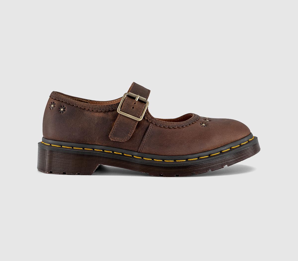 Dr. MartensFloral MaryjanesDark Brown Crazy Horse