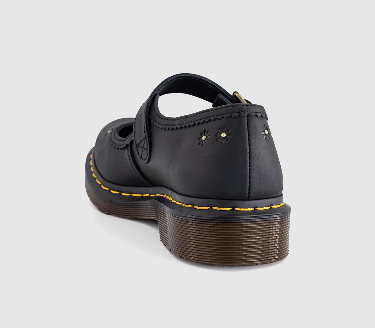 Dr. MartensFloral MaryjanesBlack Crazy Horse