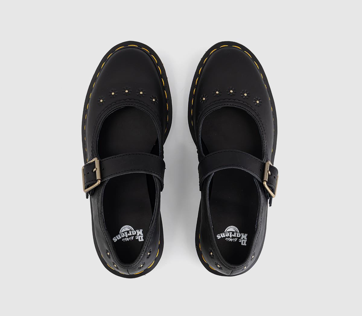 Dr. MartensFloral MaryjanesBlack Crazy Horse