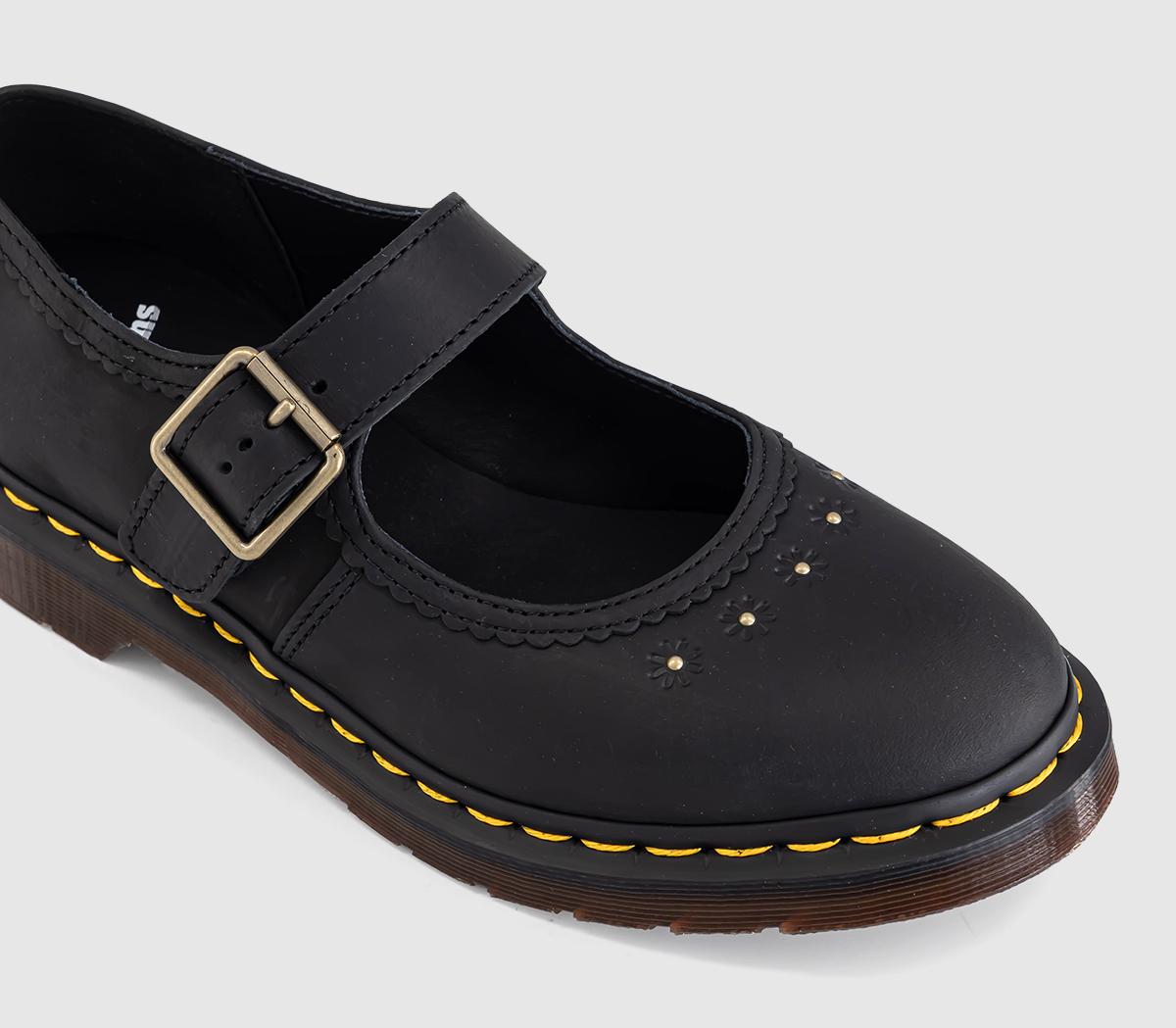 Dr. MartensFloral MaryjanesBlack Crazy Horse