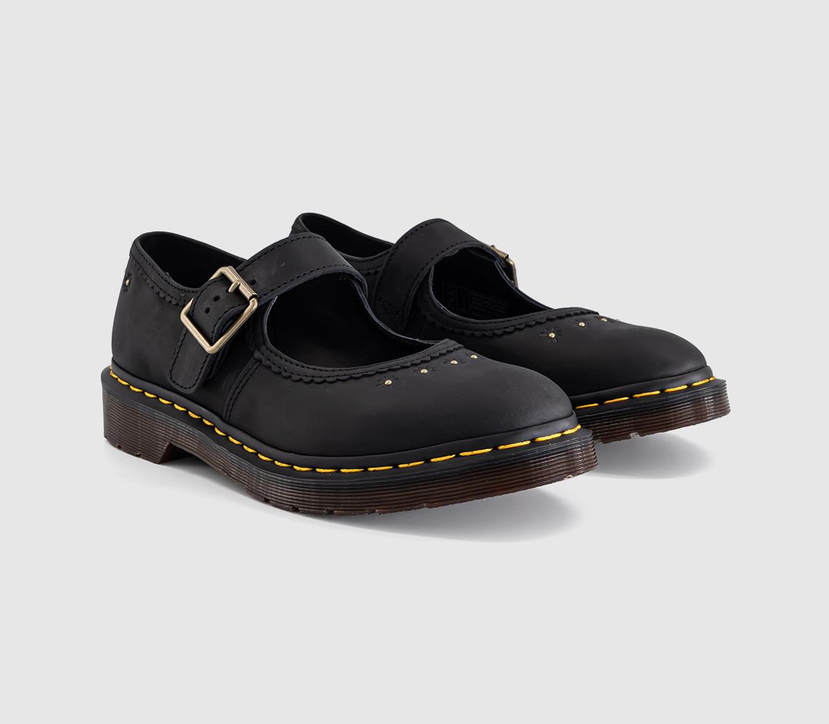 Dr. MartensFloral MaryjanesBlack Crazy Horse