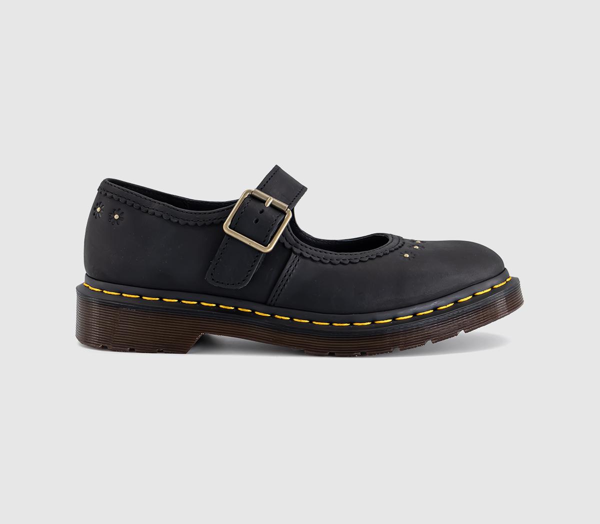 Dr. MartensFloral MaryjanesBlack Crazy Horse