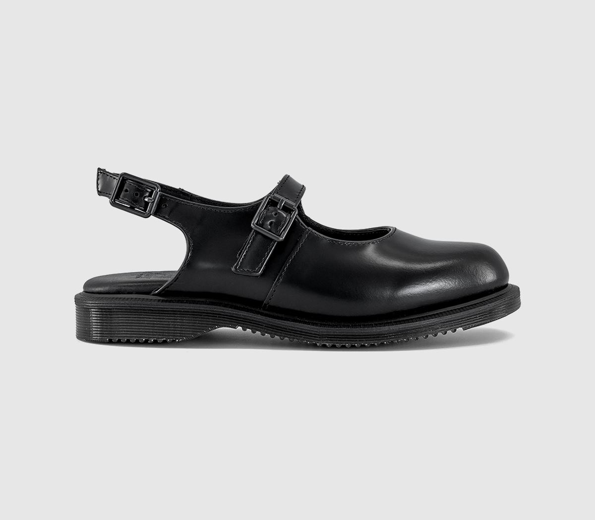 Dr. Martens Madaline Mary Janes Polished Smooth Black in Women's Size 8, Office Shoes